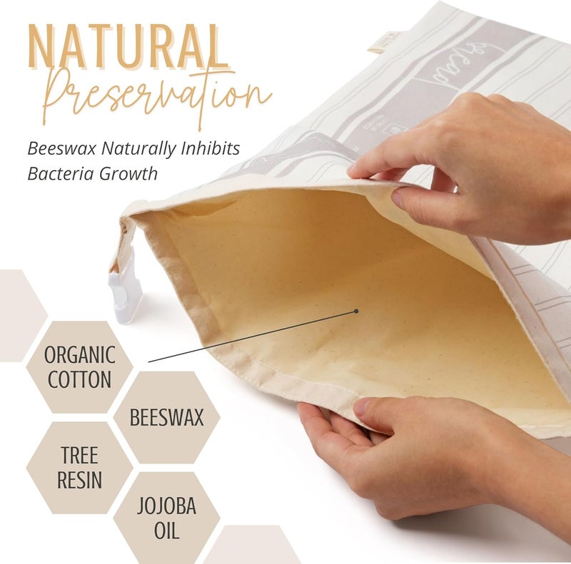 Nectar & Nest Reusable Beeswax Bread Bags for Homemade Bread & Sourdough – XL Eco-Friendly, Natural, Food-Safe Storage Bag to Keep Loaves Fresh Longer – Sustainable, Zero Waste - Image 3